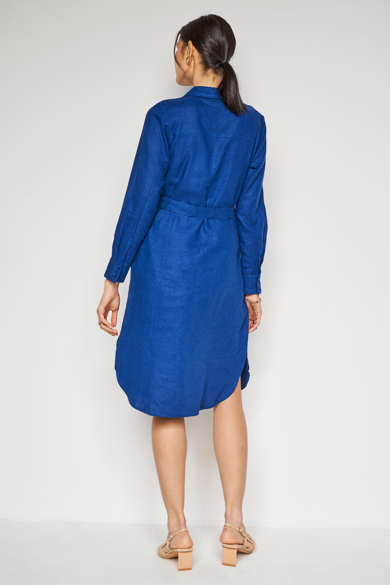 Navy Solid Straight Dress, Navy Blue, image 5